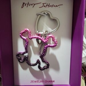 Betsey Johnson Pink to Purple Glitter Poodle Keychain Charm